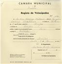 Registo de velocípede de marca Lucis, com o nº 1091, em nome de António Domingos Constâncio, morador em Assafora.