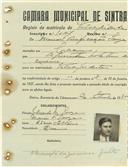 Registo de matricula de velocipedista em nome de Manuel Purificação Sousa, morador no Cacém, com o nº de inscrição 1047.