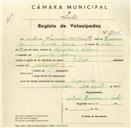 Registo de velocípede de marca Helios, com o nº 3806, em nome de António Francisco dos Santos, morador em Capuchos, Serra de Sintra.