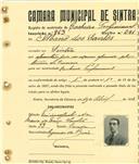 Registo de matricula de cocheiro profissional em nome de Albano dos Santos, morador em Sintra, com o nº de inscrição 863.