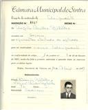 Registo de matricula de velocipedista em nome de Ângelo Cecilio Botelho, morador no Cacém, com o nº de inscrição 6449.