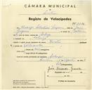 Registo de velocípede de marca Invicta, com o nº 3138, em nome de Rodrigo Sebastião Gregório, morador em Sabugo.