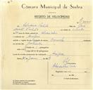 Registo de velocípede de marca Caravela, com o nº 9595, em nome de Saladino Pulido, morador em Assafora.