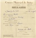 Registo de velocípede de marca Nacional, com o nº 7923, em nome de Domingos da Costa, morador em Francos.