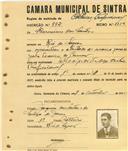 Registo de matricula de cocheiro profissional em nome de Hermínio dos Santos, morador em Rio de Sapos, com o nº de inscrição 992.