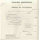Registo de velocípede com o nº 4535, em nome de Raul Ferreira & Augusto Barros Lda, morador em Carenque.