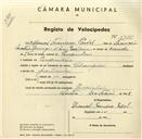 Registo de velocípede de marca Champion, com o nº 3476, em nome de Manuel Francisco Pardal, morador em Pero Pinheiro.