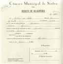 Registo de velocípede demarca Pombal, com o nº 4961, em nome de António dos Santos, morador em Agualva.