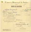 Registo de velocípede de marca London, com o nº 7505, em nome de Alcide Rosa Jacinto, morador em Morelena.