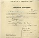 Registo de velocípede de marca Mauritania, com o nº 1009, em nome de [...], morador em Pero Pinheiro.