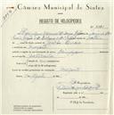 Registo de velocípede de marca Olympique, com o nº 5381, em nome de Henrique Manuel de Sousa Lagoa, morador em Magoito.