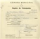 Registo de velocípede de marca Olympique, com o nº 3452, em nome de José Rodrigues Simões, morador em Dona Maria.