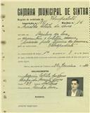 Registo de matricula de velocipedista em nome de Arnaldo Estrela das Neves, morador em Azenhas do  Mar, com o nº de inscrição 1851.