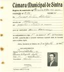 Registo de matricula de carroceiro de 2 ou mais animais em nome de Manuel Martins Sebastião, morador em Albarraque, com o nº de inscrição 2120.