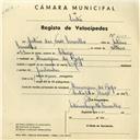 Registo de velocípede de marca L.R.S., com o nº 4124, em nome de Justino das Neves Carvalho, morador em Almargem do Bispo.