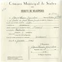 Registo de velocípede de marca Nacional, com o nº 4946, em nome de Alfredo Ferreira Gonçalves, morador em Massamá.