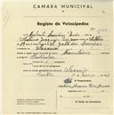 Registo de velocípede com o nº 1020, em nome de Norberto Casinhas Dias, morador em Sacario.