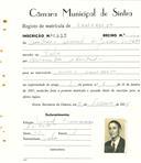 Registo de matricula de carroceiro em nome de António Manuel de Jesus do Cabo, morador na Tala, com o nº de inscrição 1937.