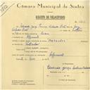 Registo de velocípede de marca Hercules, com o nº 6207, em nome de Eduardo Jorge Lourenço Valadas Pinto, morador em Algueirão.