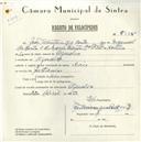 Registo de velocípede de marca Raio, com o nº 5735, em nome de João Valentim da Costa, morador em Agualva.
