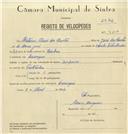 Registo de velocípede de marca Império, com o nº 7012, em nome de Mateus Alves dos Santos, morador em Carenque.