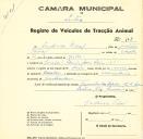 Registo de um veiculo de duas rodas tirado por um animal de espécie cavalar destinado a transporte de mercadorias em nome de Frederico Vidal, morador em Lisoa.