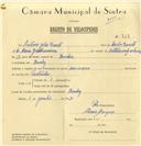 Registo de velocípede com o nº 7117, em nome de António João Duarte, morador em Queluz.