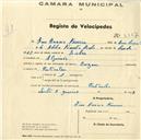 Registo de velocípede de marca Origan, com o nº 3327, em nome de Aires Horácio Ferreira, morador em Algueirão.