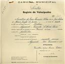 Registo de velocípede de marca Record de Luxe, com o nº 421, em nome de Ernestina de Jesus Ferreira Ribeiro, moradora em Algueirão.