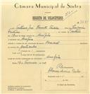Registo de velocípede de marca Nacional, com o nº 7685, em nome de António José Tenente Frutuoso, morador em Assafora.