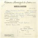 Registo de velocípede de marca J.S., com o nº 5247, em nome de Jorge António Antunes, morador em Almargem do Bispo.