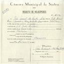 Registo de velocípede com o nº 5063, em nome de João Manuel dos Santos Dias, morador em Cacém.
