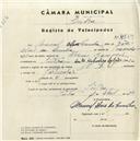 Registo de velocípede com o nº 4569, em nome de Manuel Alves da Cunha, morador em Avª Heliodoro Salgado, Sintra.