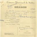 Registo de velocípede de marca Phillips, com o nº 6126, em nome de Arnaldo de Jesus Araújo, morador em Idanha.