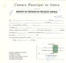 Registo de um veiculo de duas rodas tirado por um animal de espécie asinina destinado a transporte de mercadorias em nome de Domingos Fernandes, morador em Dona Maria.