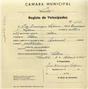 Registo de velocípede de marca Nacional, com o nº 1523, em nome de José Domingos Sapina, morador em Silva.