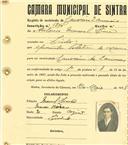 Registo de matricula de carroceiro 2 animais em nome de António Manuel Lima, morador no Linhó, com o nº de inscrição 1740.