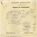 Registo de velocípede de marca Aprilia, com o nº 6214, em nome de Agostinho Martins, morador em Nafarros.