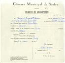 Registo de velocípede de marca Graça, com o nº 8476, em nome de Graça & Graça Lda, Irmãos, morador em Queluz.