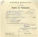 Registo de velocípede de marca Origan, com o nº 3175, em nome de Mário Francisco Ribeiro, morador em Algueirão.