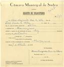 Registo de velocípede de marca Avis, com o nº 7310, em nome de Maria Margarida Dias da Silva, moradora em Almoçageme.