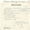 Registo de velocípede de marca Popular, com o nº 4605, em nome de José Artur de Oliveira Ataide, morador em Carenque.