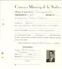 Registo de matricula de velocipedista em nome de Aurélio Félix Cabral, morador em Sintra, com o nº de inscrição 6487.