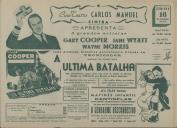 Programa do filme "A Última Batalha" com a participação de Gary Cooper, Jane Wyatt e Wayne Morris. 