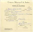 Registo de velocípede de marca Nacional, com o nº 9586, em nome de Ramiro P. da Silva, morador em Alvarinhos.