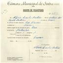 Registo de velocípede de marca Raio, com o nº 4899, em nome de Alfredo Sancho Martins, morador em Francos.
