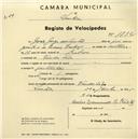Registo de velocípede com o nº 1882, em nome de João Jorge dos Santos, morador em Venda Seca.