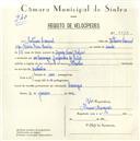 Registo de velocípede de marca Atlantic, com o nº 5517, em nome de António Caracol, morador em Carenque.