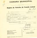 Registo de um veiculo de duas rodas tirado por um animal de espécie cavalar destinado a transporte de mercadorias em nome de Rogério de Freitas, morador na Quinta dos Bochechos, Galamares.