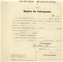 Registo de velocípede de marca Tourist, com o nº 20, em nome de Joaquim Lopes Ribeiro, morador em Belas.